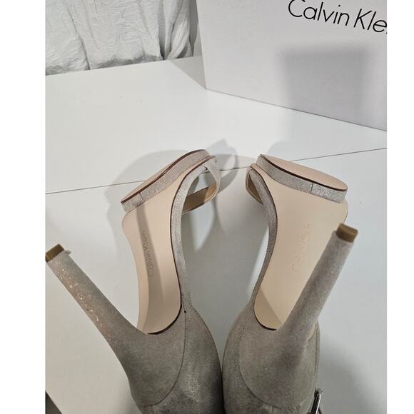 Calvin Klein Nude Heels Size 10 Adjustable Strap 4" Heel - Picture 5 of 5